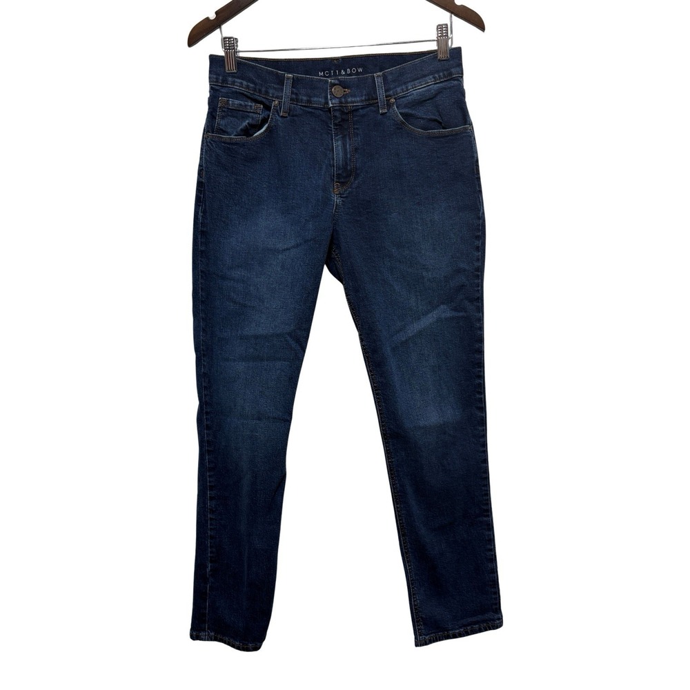 Mott and Bow Jeans Womens 29 X 30 Dark Wash Boyfriend Stretch Straight Mid Rise